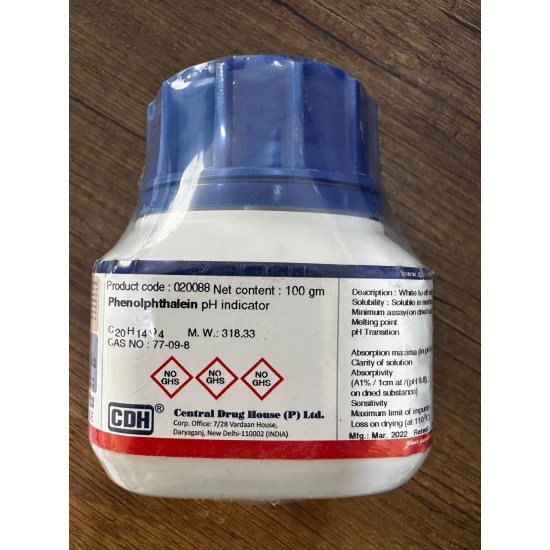 Phenolphthalein pH Indicator 100 gm CDH
