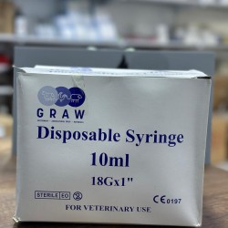 Syringe, plastic with needle, Luer Slip, 2-Part, 10ml, (pack of 100)
