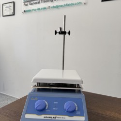 HS-19 5L Magnetic Hotplate Stirrer: Heating and stirring, speed 0-1600 rpm, temperature room temp to 380 C, 19X19 cm ceramic heating plate, Joan Lab.