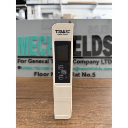  E-1 EC TDS Temp Meter: Conductivity 0-9999 us per cm, TDS 0-9999 ppm, Resolution 1 us per cm and 1 ppm, Accuracy plus minus 2 percent, automatic calibration, temperature 0-60.0 C, Joan Lab.