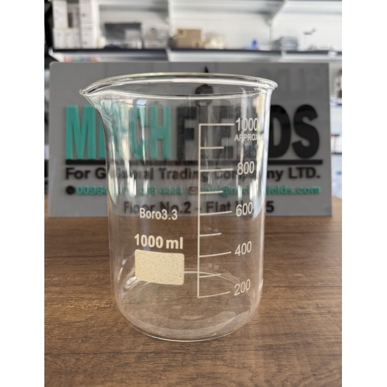 Beaker, 1000ml, Low Form Graduated Measuring with Spout - 3.3 Borosilicate Glass
