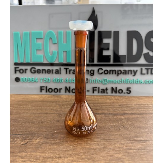 Volumetric Flask 50 mL, Amber Color, Boro 3.3 Material, Joan Lab.