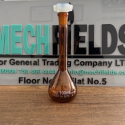 Volumetric Flask 100 mL, Amber Color, Boro 3.3 Material, Joan Lab.