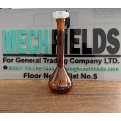 Volumetric Flask 100 mL, Amber Color, Boro 3.3 Material, Joan Lab.