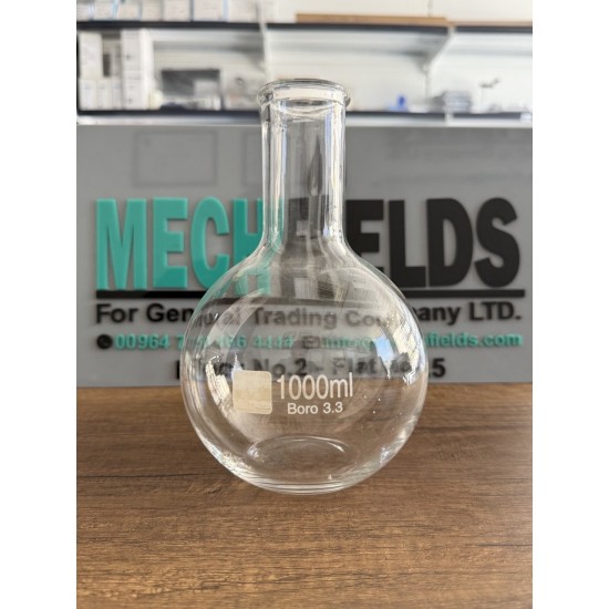 Flat Bottom Flask 1000 mL, Boro 3.3 Material, Joan Lab.