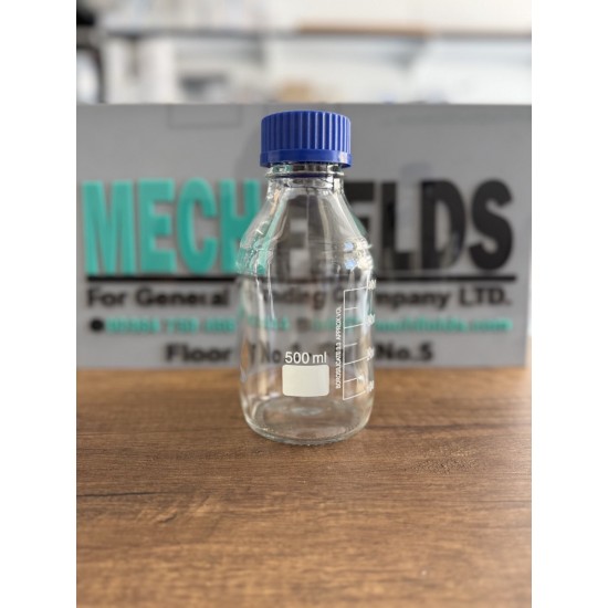 Reagent Bottle with Blue Screw Cap 500 mL, Clear Glass, Boro 3.3 Material,1408 Joan Lab.