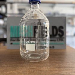 Reagent Bottle with Blue Screw Cap 2000 mL, Clear Glass, Boro 3.3 Material,1408 Joan Lab.
