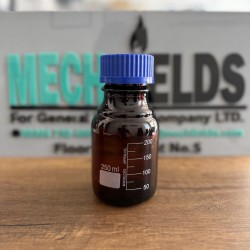 Model Number: 1408 (Amber Variant)Capacity: 250 mLGlass Type: Amber-tinted Borosilicate 3.3 Glass (ISO 3585 Standard Compliance)Cap Thread Size: GL45 standard threadCap & Ring Material: Chemically resistant, heavy-duty blue Polypropylene (PP)Design Fe