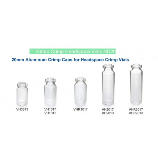 Vial 20mL Clear Crimp-top Headspace Vial, Flat Bottom, 22.5*75mm,