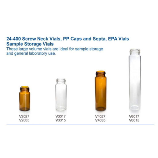 Vial 60mL Clear EPA Screw Vial, 24-400 Thread, 27.5*140mm, 7.0 type glass