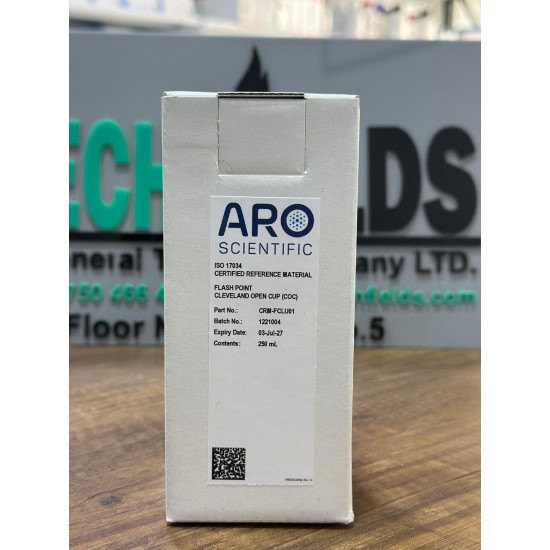 Flash Point Certified Reference Material, Lubricant, Cleveland Open Cup (COC), ASTM D92, ISO/IEC 17025 & ISO 17034 Certified ARO UK