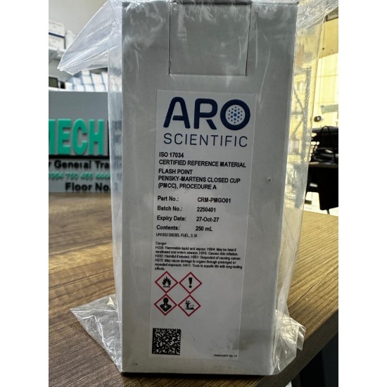 Flash Point Certified Reference Material, Diesel, Pensky-Martens Closed Cup (PMCC), ASTM D93, Procedure A, ISO-IEC 17025 & ISO 17034 Certified, 250mL ARO UK