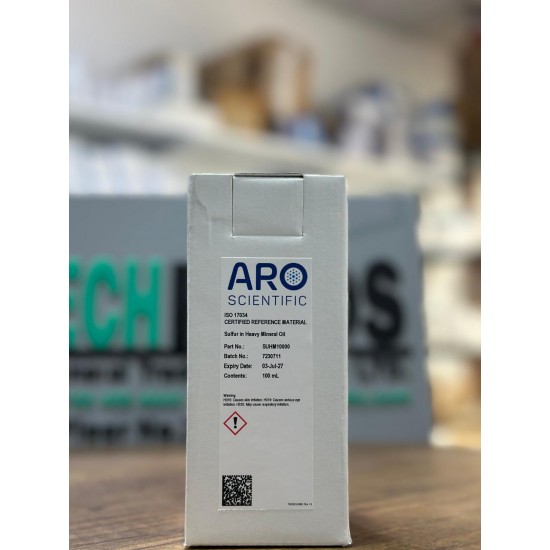 Sulfur Certified Reference Material, ISO/IEC 17025 & ISO 17034 Certified, Sulfur in heavy mineral oil, 10000 mg/kg, 1.0000 % (10000 ppm), 100 mL ARO UK