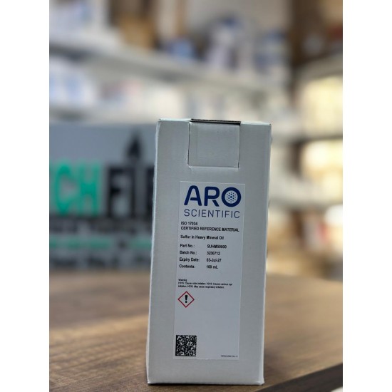 Sulfur Certified Reference Material, ISO/IEC 17025 & ISO 17034 Certified, Sulfur in heavy mineral oil, 50000 mg/kg, 5.0000 % (50000 ppm), 100 mL ARO UK