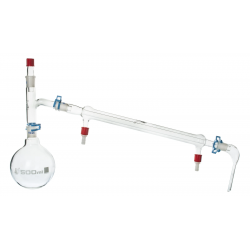 Simple Distillation Apparatus - Borosilicate Glass - Flask, Still Head, Condenser, Receiver Adapter, Joint Clips