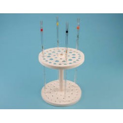 Pipette holder Round Made of white plastic, PP For pipettes of different volumen Capacity 44 pipettes 32 holes of diameter 12 mm 12 holes of diameter 17 mm