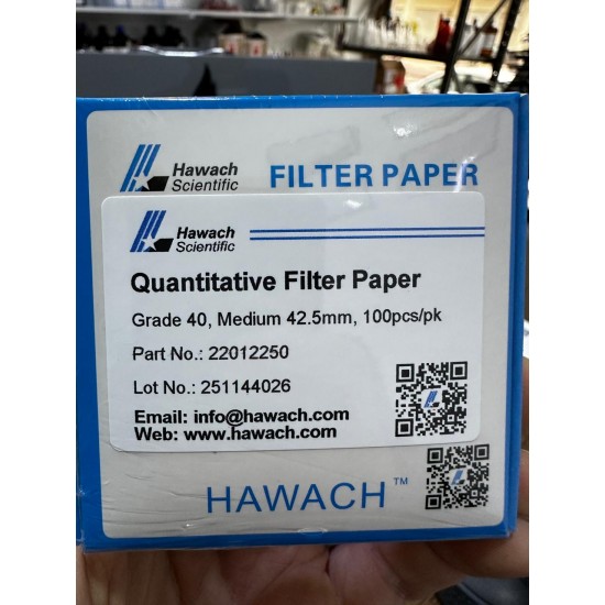 Quantitative Filter Papers, Grade 40, Medium, 8um, 42.5mm, 100pcs/pk HAWACH
