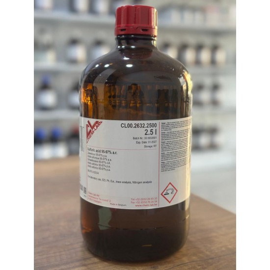 Sulfuric acid 95-97% a.r. 95-97% H2SO4 For laboratory use, ISO, Ph. Eur., trace analysis, Nitrogen analysis