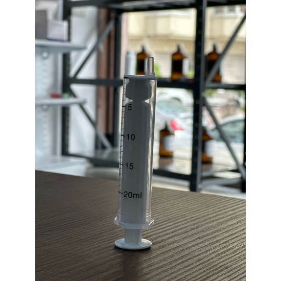Disposable syringes, sterile 20 ML Two-part. Luer cone. Single packed. EO (Ethylene oxide) sterilized. According to ISO 13485 