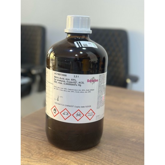 Nitric Acid, min. 69%, for analysis, ExpertQ®, ACS, ISO, max. 0,0000005% Hg