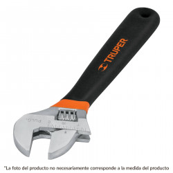 Truper 10" Chrome Plated Adjustable Wrench, Opening 1-1/8", Vinyl Comfort Grip