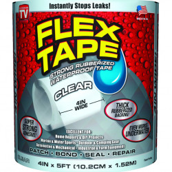 Flex Tape As Seen On TV Waterproof Repair Tape, 4"W x 5'L, Rubber, Clear